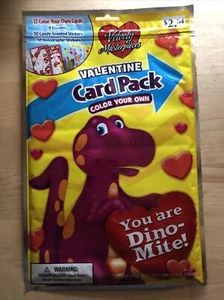 Color Your Own Valentine Day Card Pack Dinosaur Velvety Masterpieces W Stickers - Foto 1 di 2