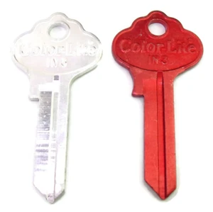 2-pcs IN3 RED SILVER Aluminum Key Blanks Cole National Color-Lite USA NOS - Picture 1 of 2