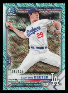 Clayton Beeter /125 Aqua Shimmer Refractor 2021 Bowman BCP-16 Dodgers - Picture 1 of 2