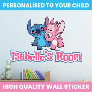 STITCH WALL STICKER ANY NAME DECAL LILO & STITCH DECOR KIDS BEDROOM DECORATION - Picture 1 of 1