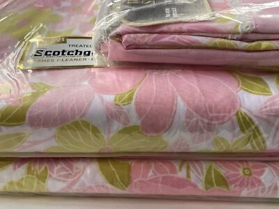 NEW Double FITTED FLAT SHEET Pair PILLOWCASES *SPRINGMAID Vintage French FLOWERS - Image 1 of 4