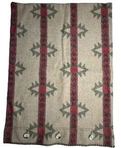 Woolrich Pillow Sham Cover Beige Green Wool Blend Southwestern Aztec 26.5" x 18" - Picture 1 of 9