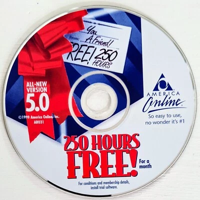 Rare "RED BOW" America Online Collectible / Install Disc, Vintage AOL CD v5.0! - Image 1 of 4