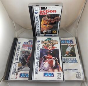 Sega Saturn Sports Lot NBA WSB NHL 98 NFL 97 Soccer Complete CIB w/ Inserts