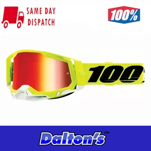 100% Racecraft 2 Goggle Yellow / Red Mirror Lens - Picture 1 of 2