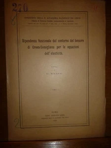 KRALL DIPENDENZA TENSORE DI GREEN SOMIGLIANA EQUAZIONI Roma Bardi 1927 FISICA - Foto 1 di 1
