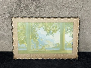 Antique Art Deco Maxfield Parrish Scalloped Glass Framed “Daybreak” Picture - Picture 1 of 6