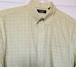 ROUNDTREE & YORKE CLASSICS MENS SHIRT YELLOW BLUE BLACK PLAID S/ S SHIRT SZ XL - Picture 1 of 7