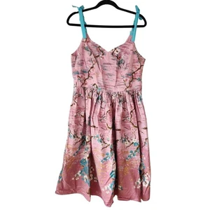 Hell Bunny Rosa Blumen Kleid Pin-Up Rockabilly Twirl Retro Damen 2XL - Bild 1 von 12