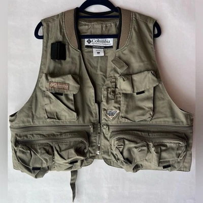 Chaleco de pesca con mosca COLUMBIA PFG L verde salvia rendimiento equipo de pesca táctico Foto 1 de 4