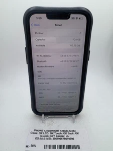 Apple iPhone 13 - Minuit - 128 Go - (Désimlocké) - A2482 - Fonctionne très bien - Photo 1 sur 10
