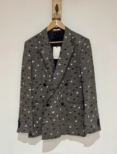 Rare NWT Paul Smith Italian Grey 100% Linen Spot Printed Blazer Dress Jacket 38 - Picture 1 of 11