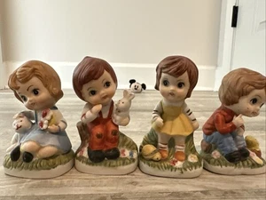 Set of 6 Vintage Girls & Boys Figurines Bisque Porcelain Korea Antique - Picture 1 of 3