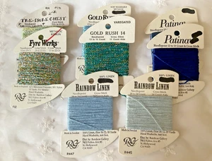 Rainbow Gallery Needlepoint Embroidery Thread Lot 7 Neon Rays Shades of Blues - Picture 1 of 4