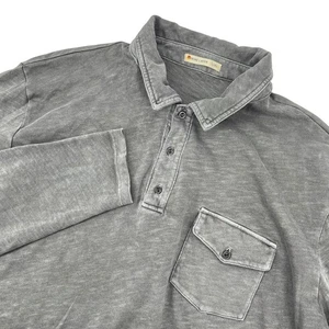 Marine Lagenlook L/XL grau Vintage Heavy Slub Langarm Poloshirt Tasche neu ohne Etikett - Bild 1 von 6