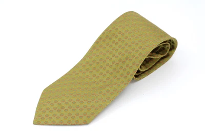 A4 100% Authentic SALVATORE FERRAGAMO Mustard with Circles Silk Tie 60" - Image 1 of 4