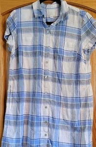 J. Jill Love Leinen Damen Tunika Shirt Kleid Gr. M zierlich blau kariert (B18) - Bild 1 von 5