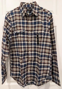 NEW Banana Republic Flannel Shirt Blue Gray Plaid Button Up Long Sleeve Medium - Picture 1 of 4