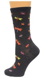 K. Bell Dragonflies Crew Socks, Denim, Sock Size 9-11/Shoe Size 4-10, 1 Pair - Picture 1 of 1