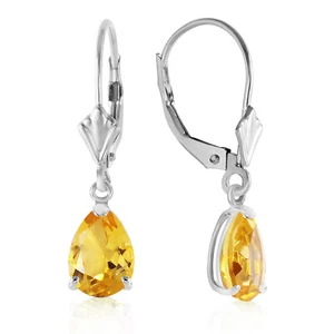 2.85 Carat 14K Solid White Gold Plunge Through Citrine Earrings - Picture 1 of 5