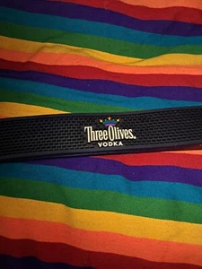 THREE OLIVES VODKA RAINBOW LGBTQ PRIDE RUBBER RAIL RUNNER BAR MAT 22.25 X 3.25" - Picture 1 of 2