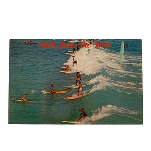 Hallo aus der Bucht Brandung reiten Ein Sport der Könige Rehoboth Beach DE Postkarte - Bild 1 von 2