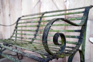 Antique Regency Period Painted Cast Strap Wrought Iron Garden Bench c.1810 - Picture 1 of 24