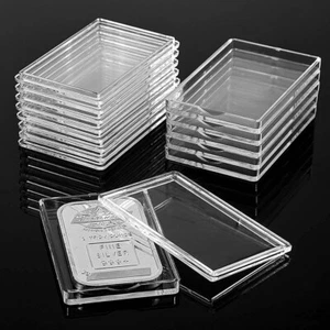 10PCS For 1 oz Gold Silver Bar Rectangle Acrylic Storage Holder Capsule Case Box - Picture 1 of 11