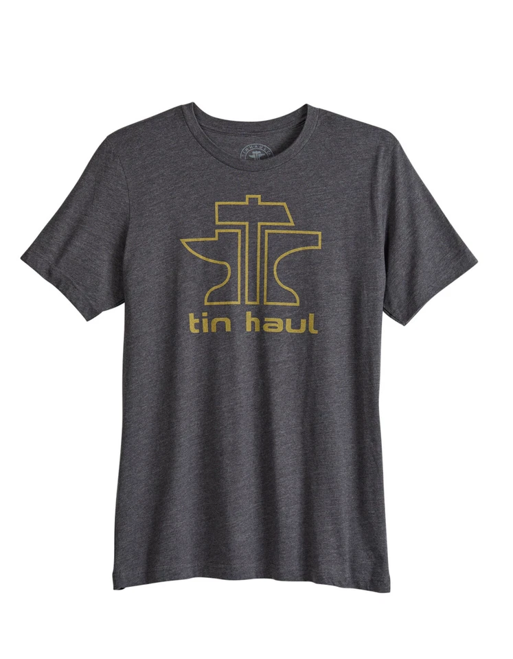 Camiseta Tin Haul Para Hombre Logo Yunque Dorado Gris Algodón S/S Foto 1 de 1