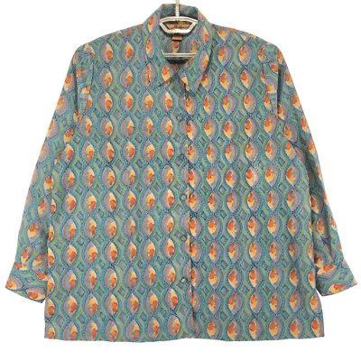 Camisa Milano Para Mujer 1X Azul Verde Amarillo Rojo Poli Manga Larga Abotonada Foto 1 de 4