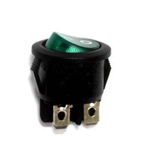 50pc On-Off Round Rocker Switch 4P 10A125V 5A250V Green Lamp PRONIC R131-22C-18C - Picture 1 of 6