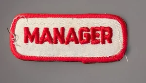 Vintage MANAGER Uniform Patch ~ Red White 3.25” - Picture 1 of 3