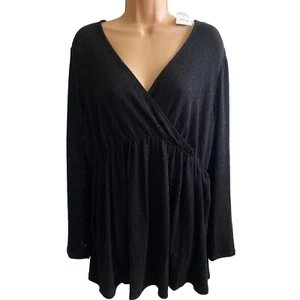 George Maternity Tunic Size 16 Black Sparkly Long Sleeved V Neck Women - Picture 1 of 12
