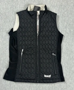Marker Ski Quilted Vest Womens Small Black Outdoors Fleece Lined Full Zip Snow - Picture 1 of 11