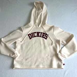 Dickies Sweater Womens Medium Cream Solid Crop Top Pullover Hoodie Ladies 25409 - Picture 1 of 9