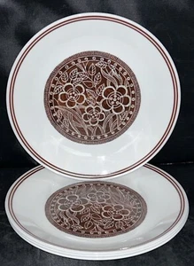 Corelle Batik Salad Plates Set of 4 Brown Floral Center Discontinued - Picture 1 of 6