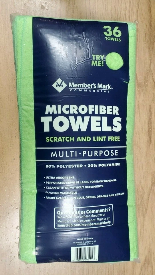 Member's Mark Commercial Microfiber Towels Rags Green pack of 36 Micro Fiber