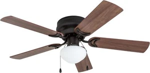 Alvina 42" LED Ceiling Fan, Indoor Flush Mount, 5 Blades, Bronze Finish - Picture 1 of 9