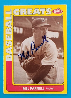 MEL PARNELL (Dec.) Signed 1990 Swell Greats Phila. Gum #118 Sox Autograph Auto - Image 1 of 3
