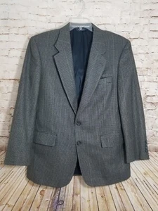 JOS A BANK Mens Size 42R Sport Coat Blazer Two Button Houndstooth Blue Gray Wool - Picture 1 of 13