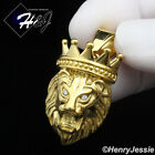 Men Stainless Steel Gold/Silver/Black Plated Icy Cz Lion Face Crown Pendant*P135