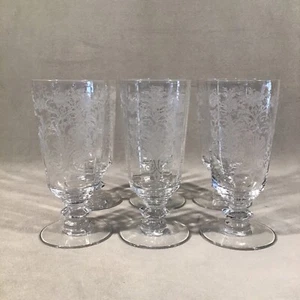 PV08078 Vintage Clear Tiffin Glass FLORENCE Straight Sided 4 3/4" Tumbler - 6pcs - Picture 1 of 7