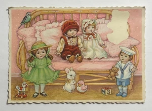 Sello Enviar una pegatina postal muñecas antiguas 1984 vintage sin publicar - Imagen 1 de 5