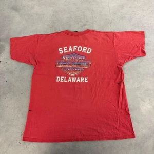 Vintage 90s Harley Davidson Biker 1996 Faded Red Distressed Tee Mens Size XL - Picture 1 of 4