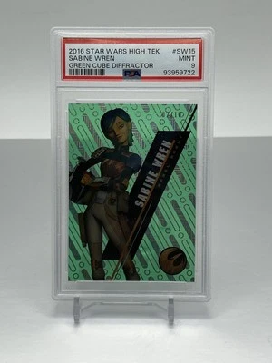 2016 Topps Star Wars High Tek SW15 Sabine Wren Green Cube Diffractor 02/10 PSA 9 - Image 1 of 2