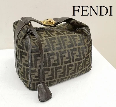 FENDI Zucca Vanity pouch Hand bag Large Size Pouch with key Canvas Used Japan - Image 1 of 4