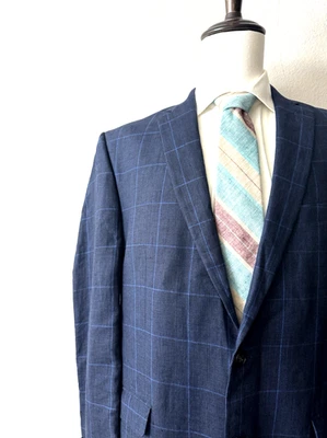 Chaqueta Abrigo Deportivo Ralph Lauren 100% Lino Para Hombre 44XL Cuadros Extra Largos Azul Oscuro Foto 1 de 4