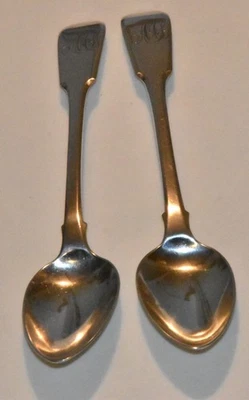 Par de cucharas antiguas de plata de ley Jorge III Londres 1816 Foto 1 de 4