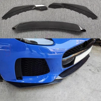 For Jaguar F-Type SVR 2014-2017 Carbon Fiber Front Bumper Lip Body Spoiler 3PCS  — 第 1/4 张图片