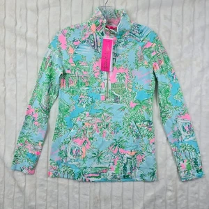 Skipper nuovo con etichette LILLY PULITZER mezza zip UPF 50+ Popover Palm Beach taglia XXS - Foto 1 di 16